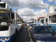 В Москве на Нижегородской улице — троллейбусная пробка 