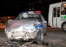 В Москве полицейский автомобиль протаранил три иномарки 